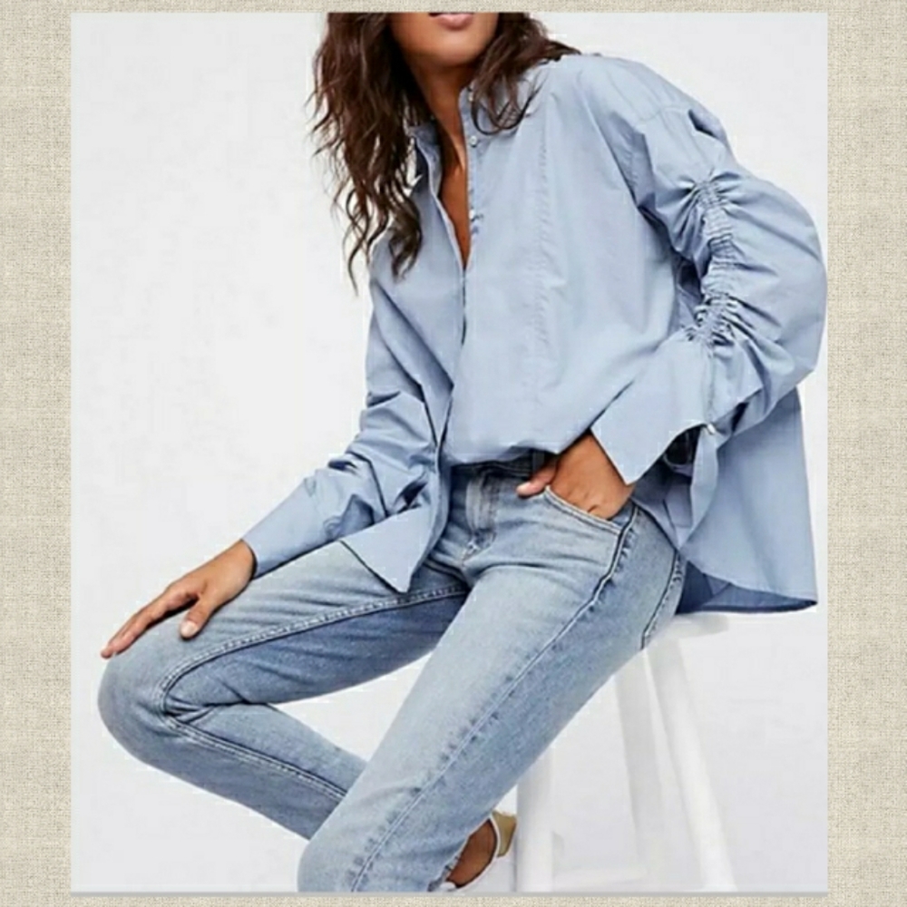 Free People Poplin Shirt - EUC - Picture 1 of 6